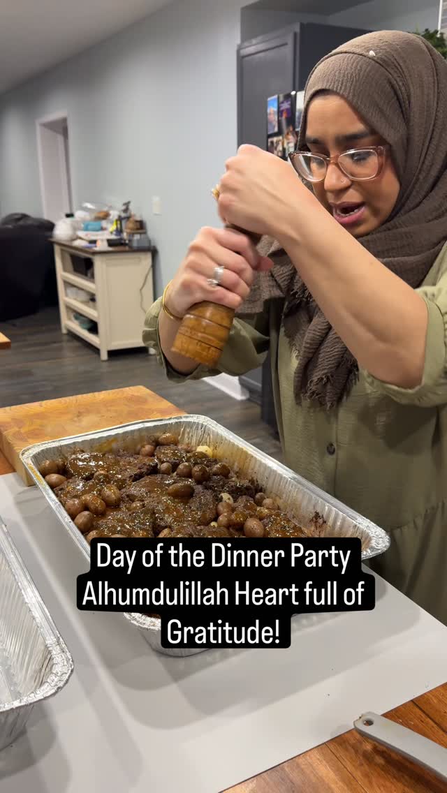This is what all the prep was for.  Final touches only—
the beef roast finished and garnished with freshly cracked black pepper, cilantro, and green chilies… and yes, the way it just falls apart 👀
Biryani dished out and ready.
Soup served in double-walled bowls so it stays hot longer (small things matter).
Pasta finished, buffet table set, and everything comes together right on time.  A little family humor around the table, warm food, full plates, and no rushing.
And dessert? Store-bought this time.
I usually make it myself, but this dawat I chose ease—and that’s allowed too.  Menu:
Creamy pasta salad
Chicken corn soup
Beef roast
Deighi chicken biryani
Rośe chicken pasta
Green salad
Raita
Naan
Dessert (store-bought 🤍)  “Prep early so the day itself is for people.”  Save this for your next dawat
Follow for more calm hosting & real-life prep  #chicagofoodie #flavoredbyfatima #pakistanifood #partyprops #holidaydinner