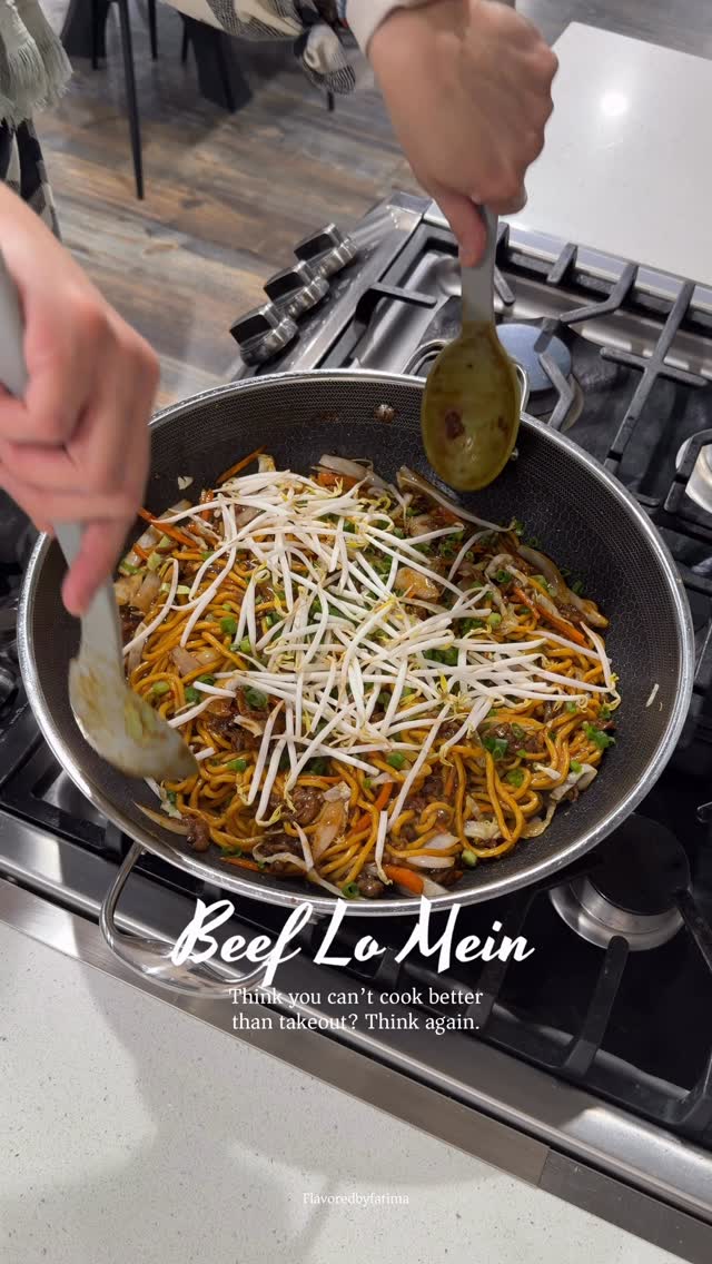 If you’re still ordering lo mein, you haven’t tried this version.  Find the full recipe on my blog — and follow for more bold, restaurant-style cooking at home.  #chicagofoodie #flavoredbyfatima #takeout #lomein #chinesefood