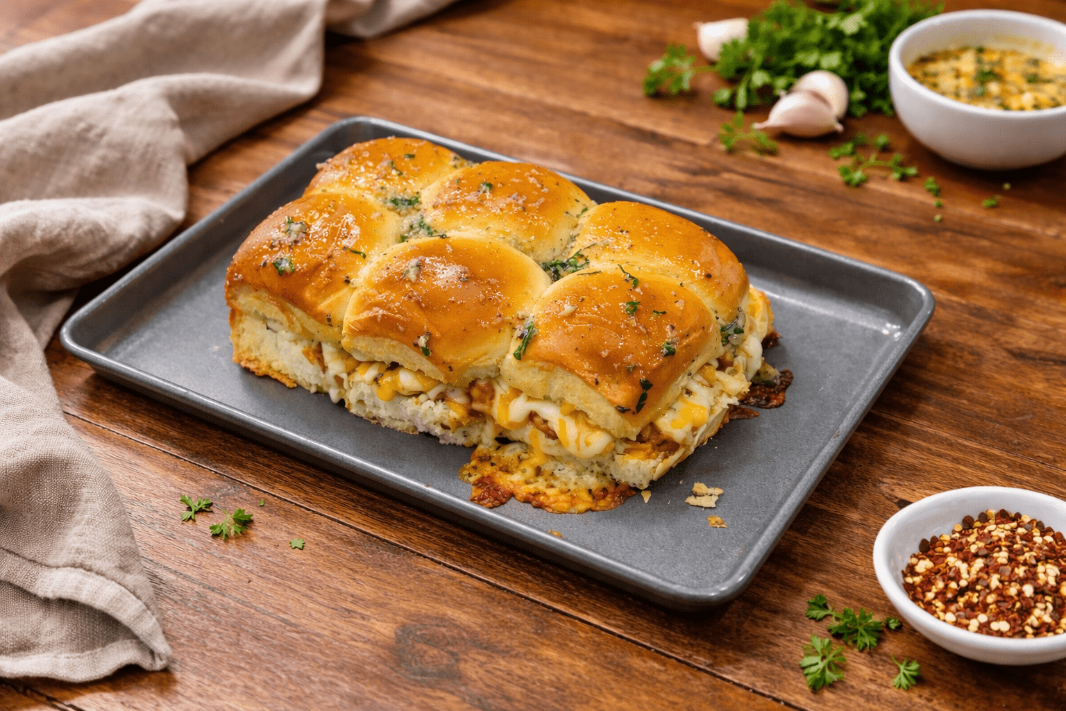 Cheesy Chicken Sliders with Garlic Butter 