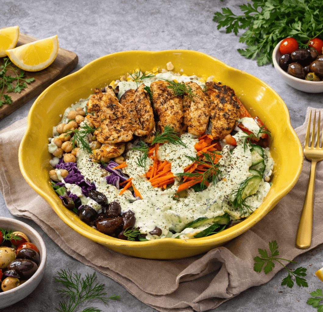 Grilled Chicken Salad with Green Goddess Dressing